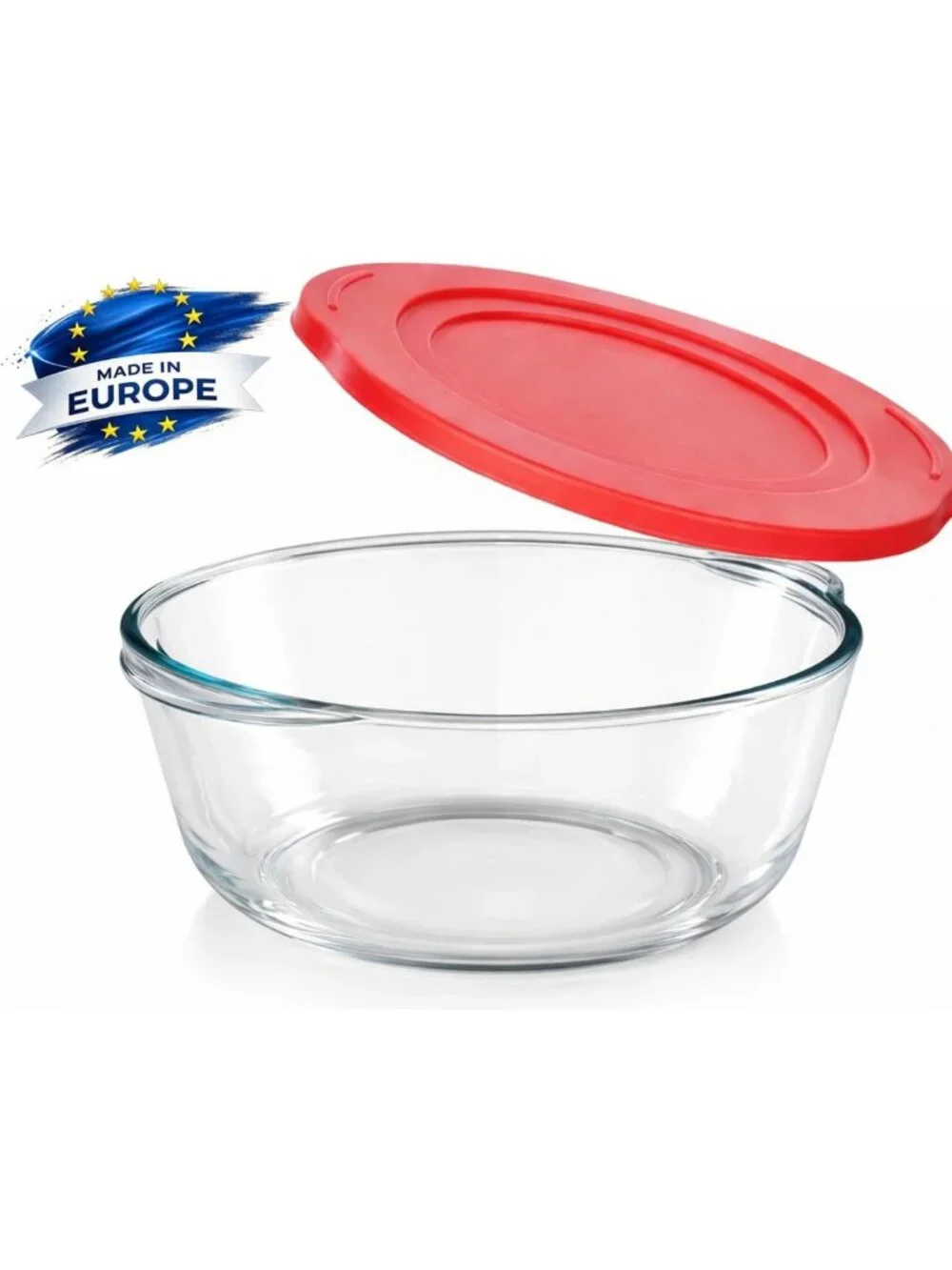 2.2 Quart Round Glass Casserole Dish with Lid - Oven Safe, Borosilicate, Food